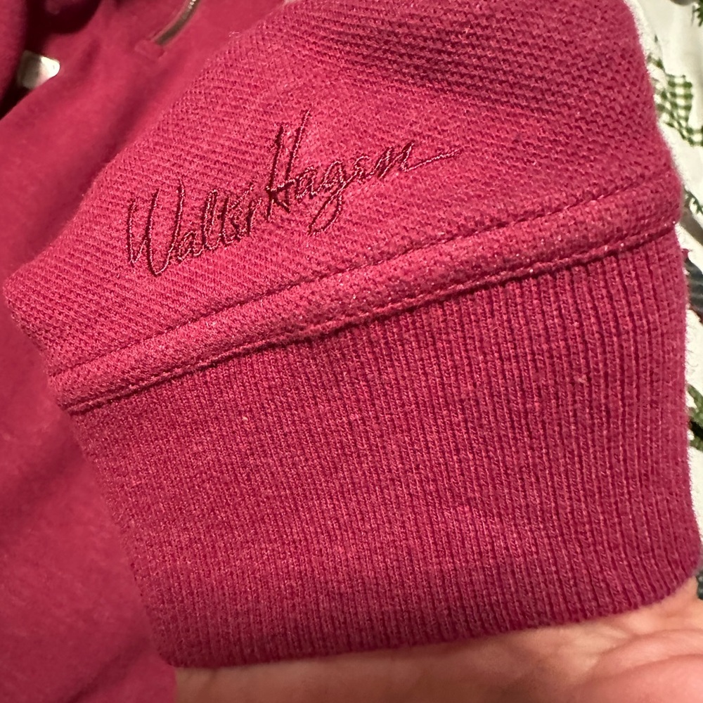 NWT Walter Hagen Golf 1/4 Zip Mens Small Mid-Weight Pique Fleece Raspberry color - Picture 8 of 10